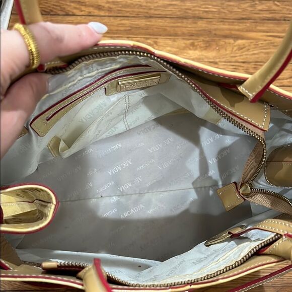 Arcadia Yellow Tote Bag with Structured Design and Gold Hardware - Picture 4 of 4